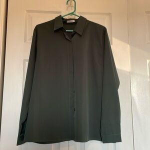 Meaneor XL women’s teal blouse. Long sleeved career wear collared button down